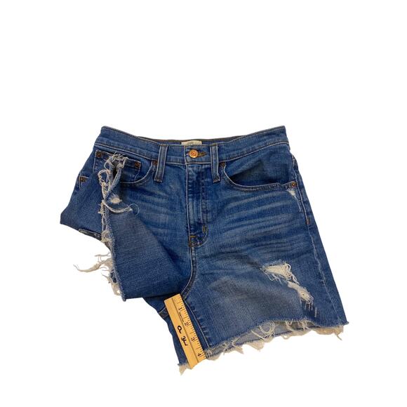 J Crew Jean Shorts Womens Size 26 Blue Cut Off Stretch Raw Hem Ripped Thrashed - Picture 7 of 8